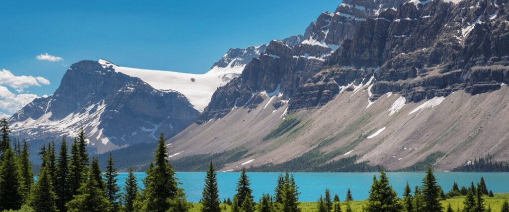 A senior couple exploring the Canadian Rockies