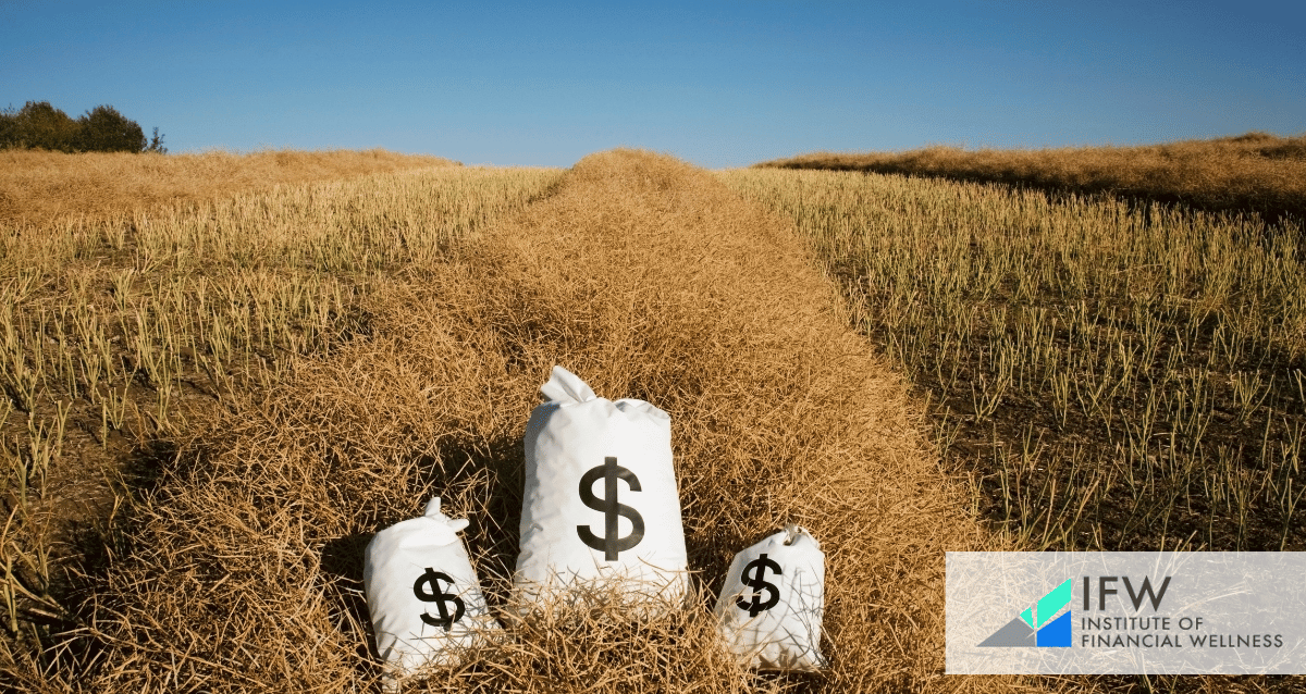 Money bags on vacant land