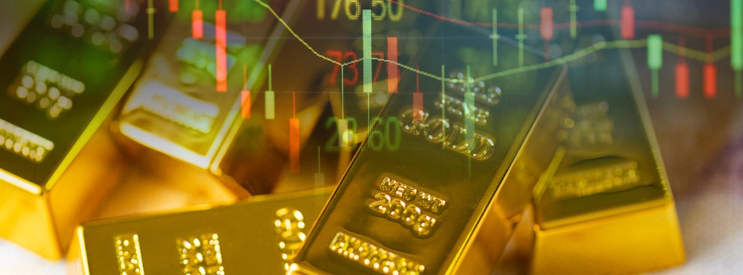 Stock Market hologram on some gold bars