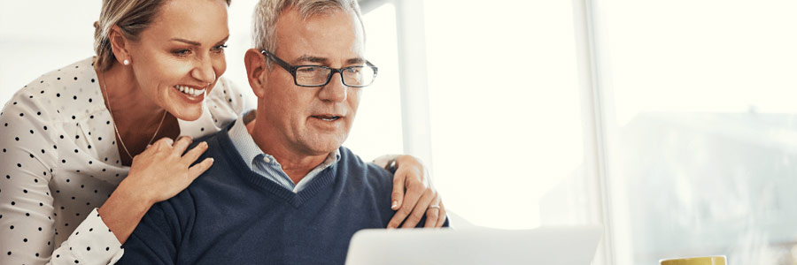 A couple reviewing their retirement plan