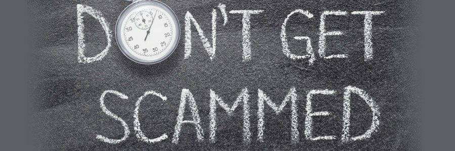 A sign telling you not to get scammed