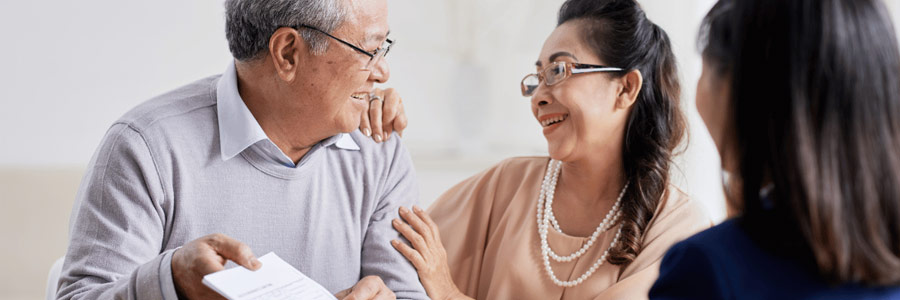A couple reviewing their retirement plan
